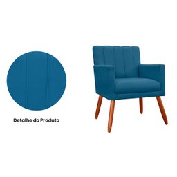 Poltrona Decorativa Cecilia Pés Palito Suede Azul Marinho - DS Estofados - 4