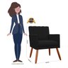 Poltrona Decorativa Cecilia Pés Palito Suede Preto - DS Estofados - 5