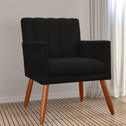 Poltrona Decorativa Cecilia Pés Palito Suede Preto - DS Estofados - 2