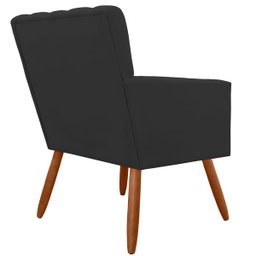 Poltrona Decorativa Cecilia Pés Palito Suede Preto - DS Estofados - 3