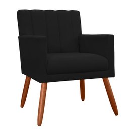 Poltrona Decorativa Cecilia Pés Palito Suede Preto - DS Estofados - 1