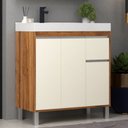 Ver imagem 1 de Gabinete de Banheiro 80cm com Lavatório Ref 870 Cewal - Amendoa/off White