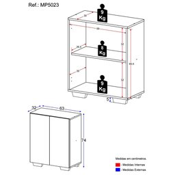 Armário Lavanderia com 2 Portas Multimóveis MP5023 Branco/Preto - 3