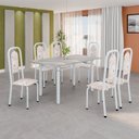 Ver imagem 1 de Conjunto Sala de Jantar com 6 Cadeiras Lara Branco/Bege