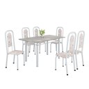 Ver imagem 2 de Conjunto Sala de Jantar com 6 Cadeiras Lara Branco/Bege