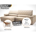 Ver imagem 6 de Sofá de Duplo Molejo com Carregador Usb, Retrátil e Reclinável Valencia 2,90m Linho Soft Bege-