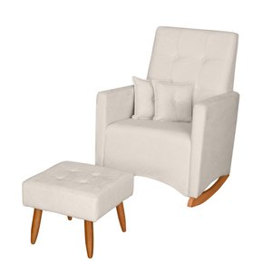 Poltrona de Amamentação Balanço Ana com Puff Bouclê:off White