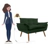 Kit 2 Namoradeira Poltrona Sofá Decorativa 2 Lugares Opalla Pés Palito Verde - 5