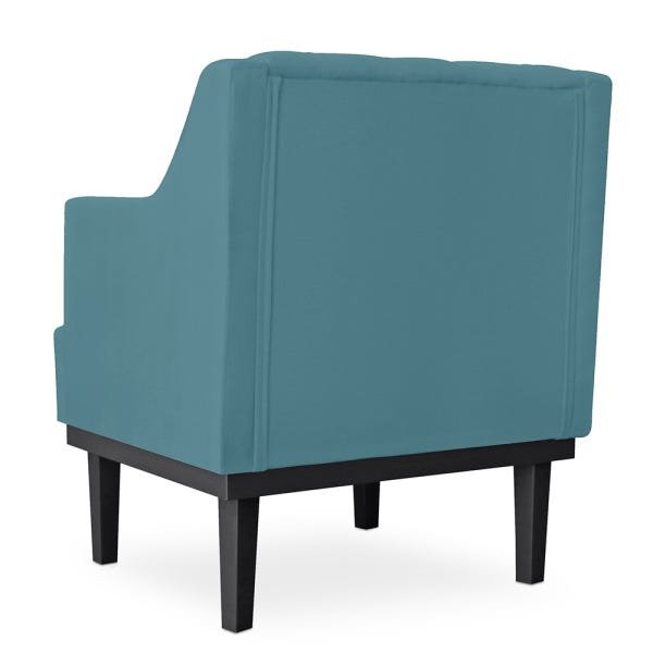 Poltrona Decorativa Clássica Com Base Madeira Suede Azul Turquesa - DS Estofados - 2