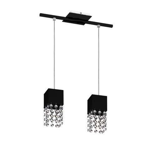 Lustre Pendente 3292 Para 2 Lâmpadas Soquete E27 Cor Preta