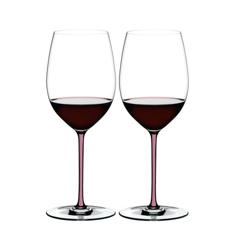 Kit 2 Taças Vinho Riedel Fatto a Mano Merlot Haste Colorida Cor:rosa