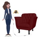 Ver imagem 5 de Poltrona Decorativa Pés Luis XV Suede Bordô - DS Estofados