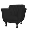 Poltrona Decorativa Pés Luis XV Suede Preto - DS Estofados - 1