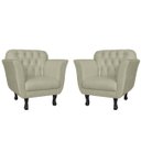 Ver imagem 1 de Kit 2 Poltronas Decorativas Pés Luis xv Suede Bege - Ds Estofados