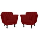 Ver imagem 1 de Kit 2 Poltronas Decorativas Pés Luis xv Suede Bordô - Ds Estofados