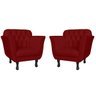 Kit 2 Poltronas Decorativas Pés Luis xv Suede Bordô - Ds Estofados - 1