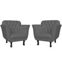 Ver imagem 1 de Kit 2 Poltronas Decorativas Pés Luis xv Suede Cinza - Ds Estofados