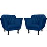 Kit 2 Poltronas Decorativas Pés Luis xv Suede Azul Marinho - Ds Estofados - 1