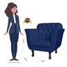 Kit 2 Poltronas Decorativas Pés Luis xv Suede Azul Marinho - Ds Estofados - 6