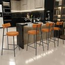 Ver imagem 2 de Kit 05 Banquetas Baixa para Cozinha Sala de Jantar Bar Bancada Milão L02 Couríssimo Canela - lyam