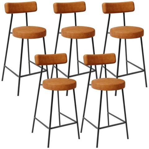 Kit 05 Banquetas Baixa para Cozinha Sala de Jantar Bar Bancada Milão L02 Couríssimo Canela - lyam