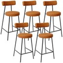 Ver imagem 1 de Kit 05 Banquetas Baixa para Cozinha Sala de Jantar Bar Bancada Milão L02 Couríssimo Canela - lyam