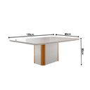 Ver imagem 3 de Mesa de Sala Jantar Pietá C/ Tampo Madeirado C/ Vidro Canto Curvo 120x80cm Off White/naturale/off