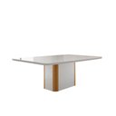 Ver imagem 2 de Mesa de Sala Jantar Pietá C/ Tampo Madeirado C/ Vidro Canto Curvo 120x80cm Off White/naturale/off