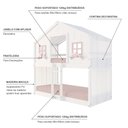 Ver imagem 4 de Beliche Infantil Montessori Casinha Dos Sonhos com Cortina Madeira Maciça Branco/Rosa Megamobilia