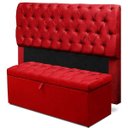 Ver imagem 1 de Cabeceira Mais Calçadeira Baú Solteiro 90cm Para Cama Box Paris Suede Vermelho - DS Móveis