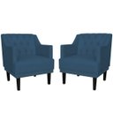 Ver imagem 1 de Kit 2 Poltronas Decorativas Clássica Pés Trapézio Suede Azul Marinho - Ds Estofados