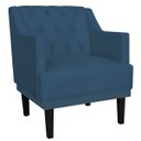 Ver imagem 2 de Kit 2 Poltronas Decorativas Clássica Pés Trapézio Suede Azul Marinho - Ds Estofados