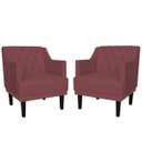 Ver imagem 1 de Kit 2 Poltronas Decorativas Clássica Pés Trapézio Suede Bordô - Ds Estofados