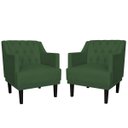 Ver imagem 1 de Kit 2 Poltronas Decorativas Clássica Pés Trapézio Suede Verde - Ds Estofados