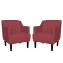 Ver imagem 1 de Kit 2 Poltronas Decorativas Clássica Pés Trapézio Suede Vermelho - Ds Estofados