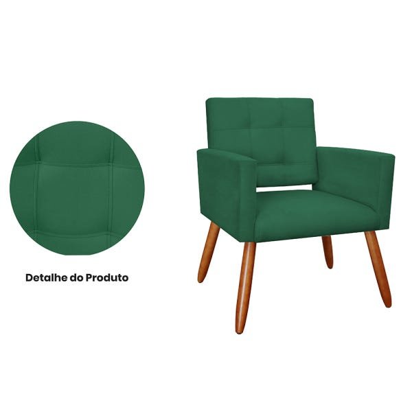 Kit 2 Poltronas Decorativas Camila Pés Palito Suede Verde - Ds Estofados - 5