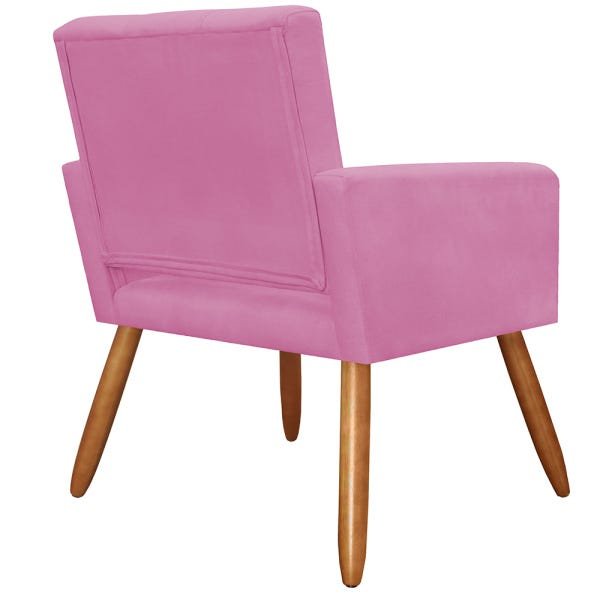 Kit 2 Poltronas Decorativas Camila Pés Palito Suede Rosa - Ds Estofados - 3