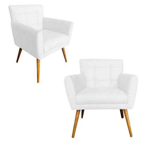 Kit 2 Poltronas Decorativas Onix Corino Branco - Ds Estofados