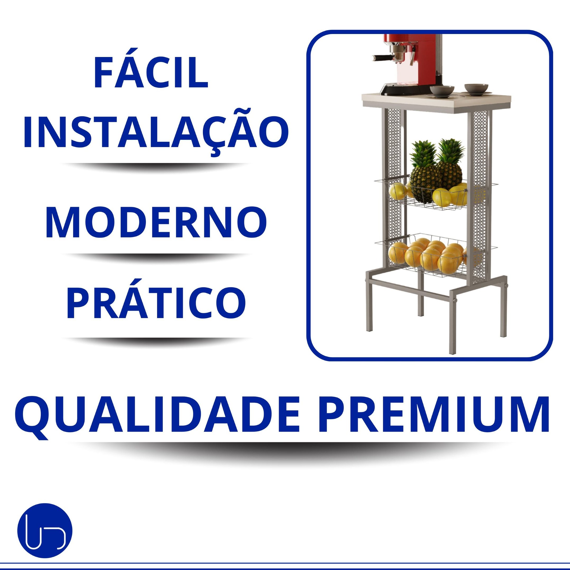 Fruteira de Chão 2 Cestos Tampo Mdf Cozinha Estilo Industrial Prática Design Moderno - Cinza - 6