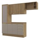 Ver imagem 3 de Armário de Cozinha Modulada Completa Reta 5 Peças 2,50m 234 Botanic Kappesberg - Nogueira/fendi
