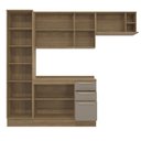 Ver imagem 4 de Armário de Cozinha Modulada Completa Reta 5 Peças 2,50m Botanic Kappesberg - Nogueira/Fendi
