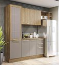 Ver imagem 1 de Armário de Cozinha Modulada Completa Reta 5 Peças 2,50m Botanic Kappesberg - Nogueira/Fendi