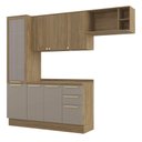 Ver imagem 2 de Armário de Cozinha Modulada Completa Reta 5 Peças 2,50m Botanic Kappesberg - Nogueira/Fendi