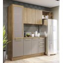 Ver imagem 1 de Armário de Cozinha Modulada Completa Reta 5 Peças 2,50m 234 Botanic Kappesberg - Nogueira/fendi