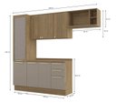 Ver imagem 3 de Armário de Cozinha Modulada Completa Reta 5 Peças 2,50m Botanic Kappesberg - Nogueira/Fendi