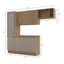 Ver imagem 4 de Armário de Cozinha Modulada Completa Reta 5 Peças 2,50m 234 Botanic Kappesberg - Nogueira/fendi