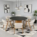 Ver imagem 3 de Mesa de Jantar 6 Lugares Redonda 135cm Tampo Vidro Verbena N01 Ypê Preto - Lyam Decor