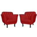 Ver imagem 1 de Kit 2 Poltronas Decorativas Pés Luis xv Suede Vermelho - Ds Estofados