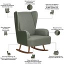 Ver imagem 4 de Poltrona de Amamentação Balanço Base Milka Liz D02 Couríssimo Tramado Verde C-296 C-120 - Lyam Decor