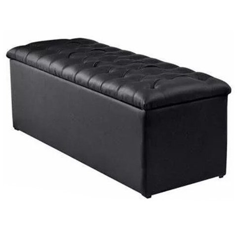Calçadeira Recamier Baú Casal Queen 160cm Sofia Corino Preto